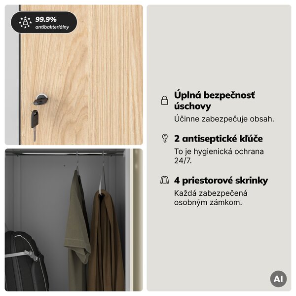 Šatníková skriňa typu L sivá, dub sonoma, 800x1850x450 mm: JULIA Eco Design