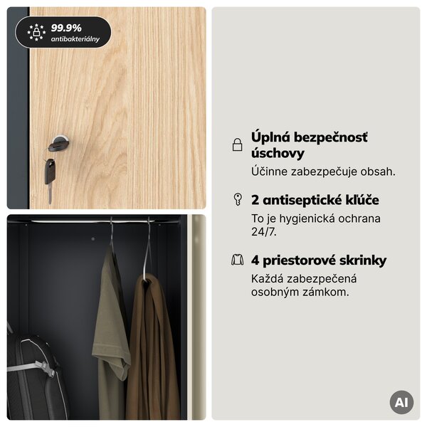 Šatníková skriňa typu L antracitová, dub sonoma, 800x1850x450 mm: JULIA Eco Design