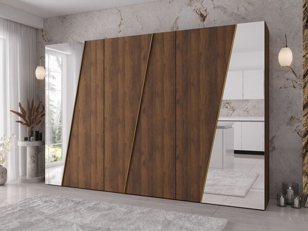 Mirjan24 Skriňa so zrkadlom Grelipt 2L 300 cm, Farby: dub artisan / dub artisan + čierna 5903211532320