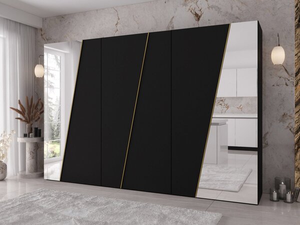 Mirjan24 Skriňa so zrkadlom Grelipt 2L 300 cm, Farby: dub artisan / dub artisan + čierna 5903211532320