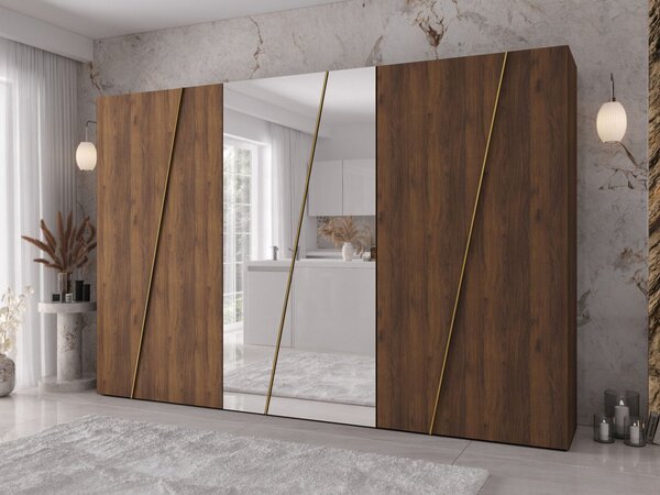 Mirjan24 Skriňa so zrkadlom Grelipt 2L 300 cm, Farby: dub artisan / dub artisan + čierna 5903211532320