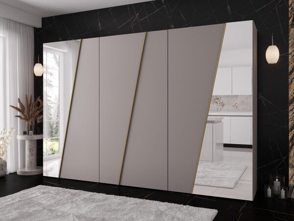 Mirjan24 Skriňa so zrkadlom Grelipt 2L 300 cm, Farby: dub artisan / dub artisan + čierna 5903211532320