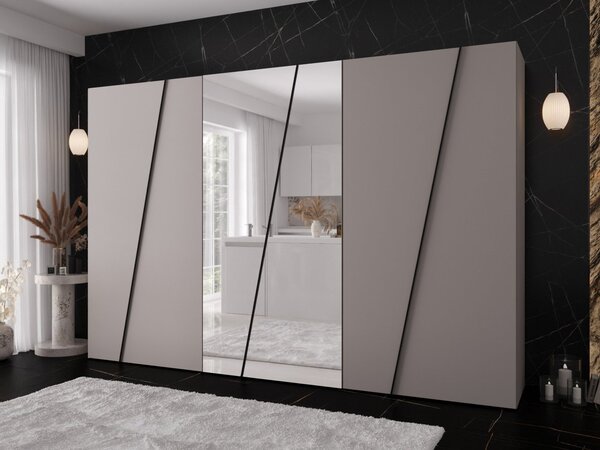 Mirjan24 Skriňa so zrkadlom Grelipt 2L 300 cm, Farby: dub artisan / dub artisan + čierna 5903211532320