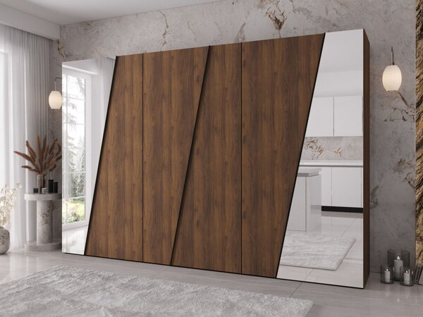 Mirjan24 Skriňa so zrkadlom Grelipt 2L 300 cm, Farby: dub artisan / dub artisan + čierna 5903211532320
