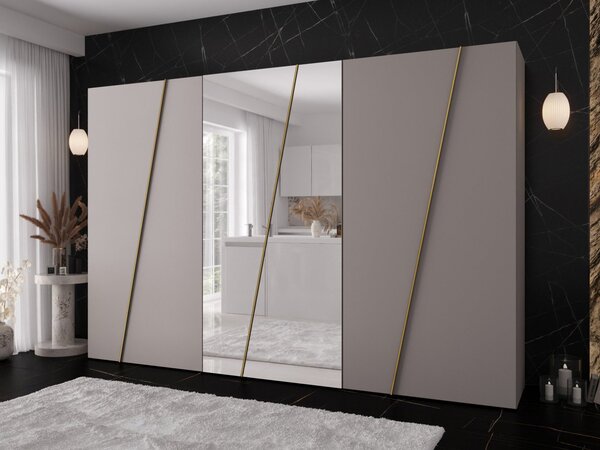 Mirjan24 Skriňa so zrkadlom Grelipt 2L 300 cm, Farby: dub artisan / dub artisan + čierna 5903211532320