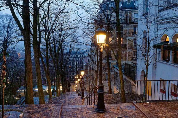 DIMEX | Vliesové fototapety na stenu Montmartre MS-5-0709 | 375 x 250 cm | modrá, žltá, šedá