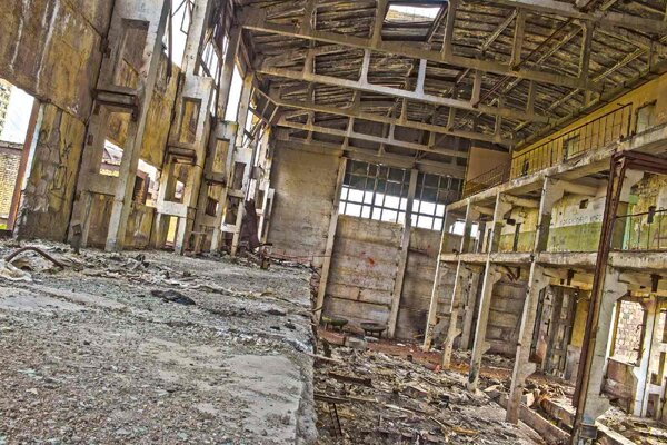 DIMEX | Vliesové fototapety na stenu Továreň zvnútra MS-5-0852 | 375 x 250 cm | biela, béžová, žltá, šedá