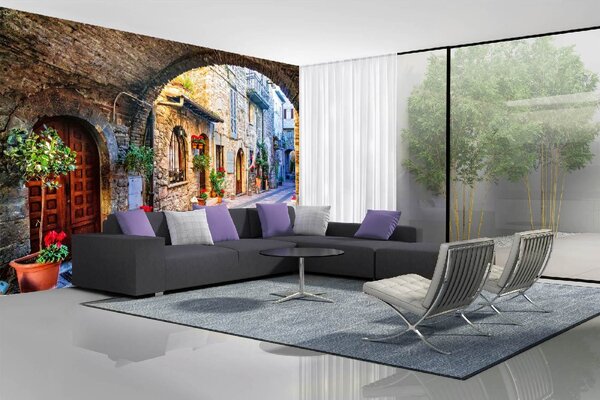 DIMEX | Vliesové fototapety na stenu Assissi Umbria MS-5-0757 | 375 x 250 cm | zelená, hnedá, šedá
