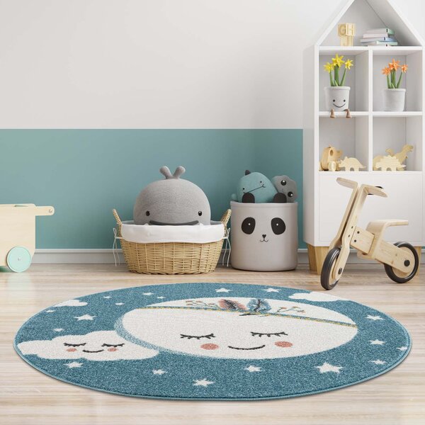 Dekorstudio Kruhový detský koberec ANIME - mesiac indián 9383 Priemer koberca: 120cm