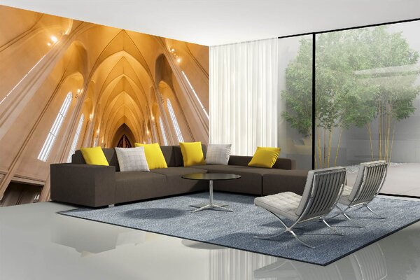 DIMEX | Vliesové fototapety na stenu Kostol Hallgrímskirkja MS-5-0948 | 375 x 250 cm | biela, béžová