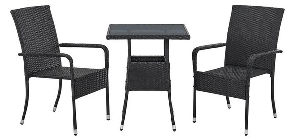 Ratanový štvorcový stôl Yoro 60 cm - čierny