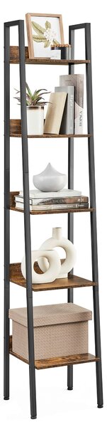 NÁSTENNÁ KNIŽNICA, hnedá, čierna, uhlíková oceľ, 33.8/170/30 cm Boxxx - Regály, Online Only