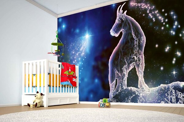 DIMEX | Vliesové fototapety na stenu Znamenie zverokruhu - Kozorožec MS-5-2279 | 375 x 250 cm | modrá, biela, fialová, čierna, ružová