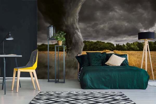 DIMEX | Vliesové fototapety na stenu Veľké tornádo MS-5-2327 | 375 x 250 cm | zelená, čierna, žltá, šedá