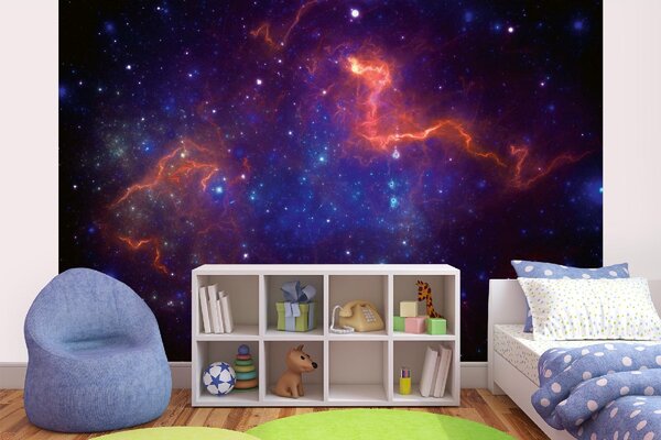 DIMEX | Vliesové fototapety na stenu Farebná galaxia MS-5-2263 | 375 x 250 cm | modrá, červená, oranžová, ružová