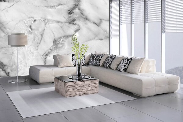 DIMEX | Vliesové fototapety na stenu Svetlý mramor MS-5-2489 | 375 x 250 cm | biela, šedá