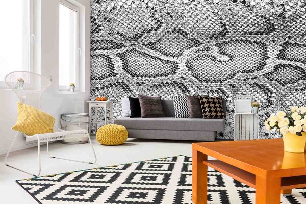 DIMEX | Vliesové fototapety na stenu Textúra krokodílej kože MS-5-2585 | 375 x 250 cm | biela, čierna