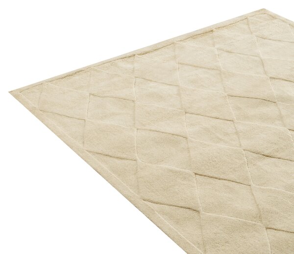 Koberec svetlobéžový vlnený 160 x 230 cm obdĺžnikový s geometrickým vzorom škandinávsky štýl