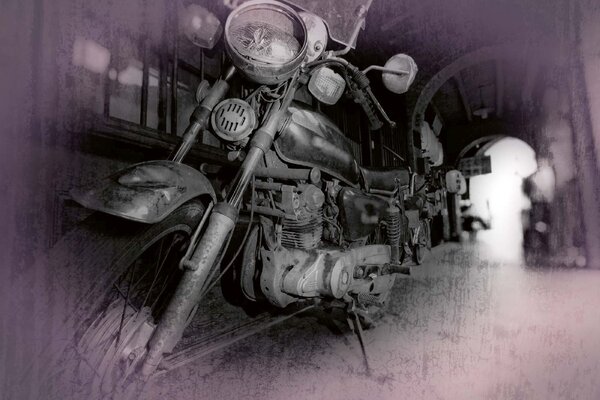 DIMEX | Vliesové fototapety na stenu Starý retro motocykel MS-5-2793 | 375 x 250 cm | biela, čierna