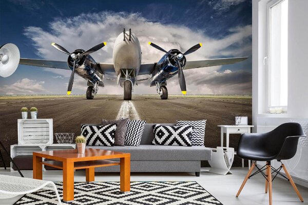 DIMEX | Vliesové fototapety na stenu Historické vojnové lietadlo MS-5-2840 | 375 x 250 cm | modrá, biela, šedá