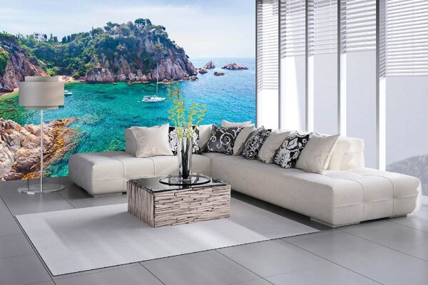 DIMEX | Vliesové fototapety na stenu Costa Brava MS-5-3144 | 375 x 250 cm | zelená, modrá, šedá