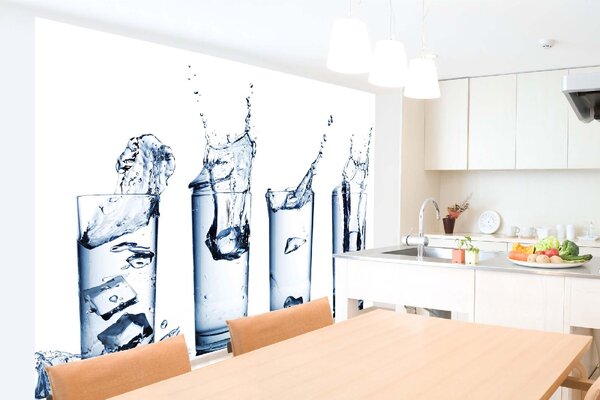 DIMEX | Vliesové fototapety na stenu Pohár vody MS-5-3240 | 375 x 250 cm | biela, čierna