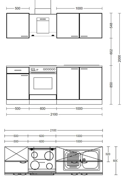 KUCHYNSKÝ BLOK 210 cm FlexWell - Online Only kuchyne, Online Only