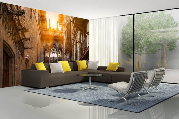 DIMEX | Vliesové fototapety na stenu Carrer del Bisbe, Barcelona MS-5-1030 | 375 x 250 cm | béžová, hnedá