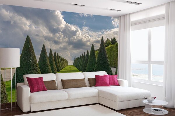 DIMEX | Vliesové fototapety na stenu Zámok Versailles III. MS-5-1173 | 375 x 250 cm | zelená, modrá, biela, šedá