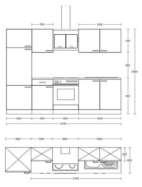 KUCHYNSKÝ BLOK 270 cm FlexWell - Online Only kuchyne, Online Only