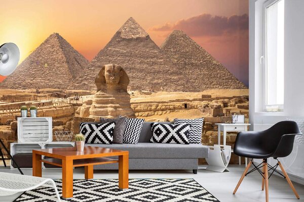 DIMEX | Vliesové fototapety na stenu Pyramídy v Gíze MS-5-1221 | 375 x 250 cm | žltá, hnedá