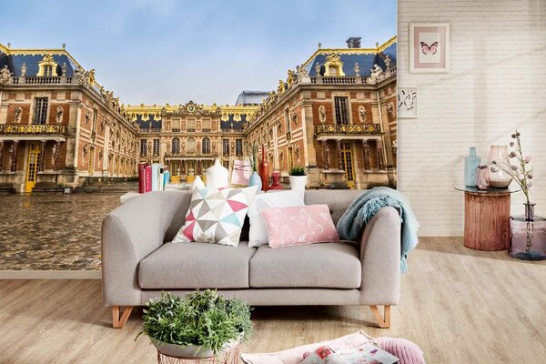 DIMEX | Vliesové fototapety na stenu Zámok Versailles II. MS-5-1109 | 375 x 250 cm | modrá, žltá, hnedá, šedá