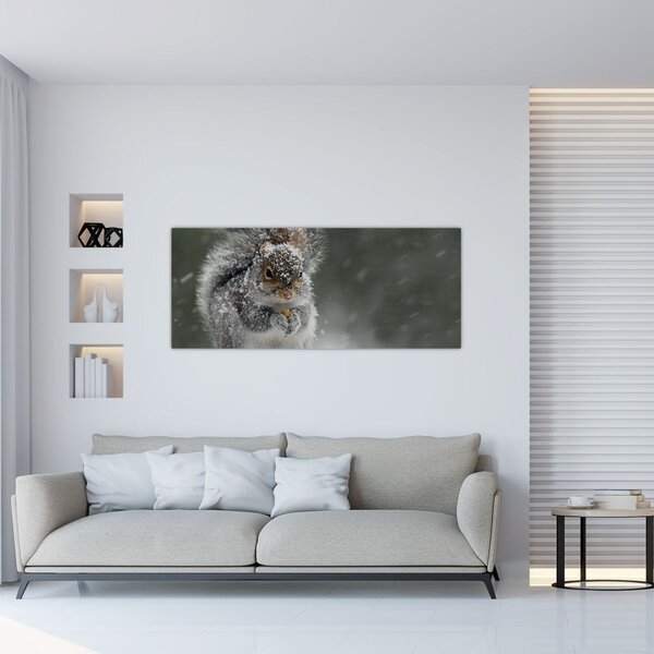 Obraz - Veverička v zime (120x50 cm)