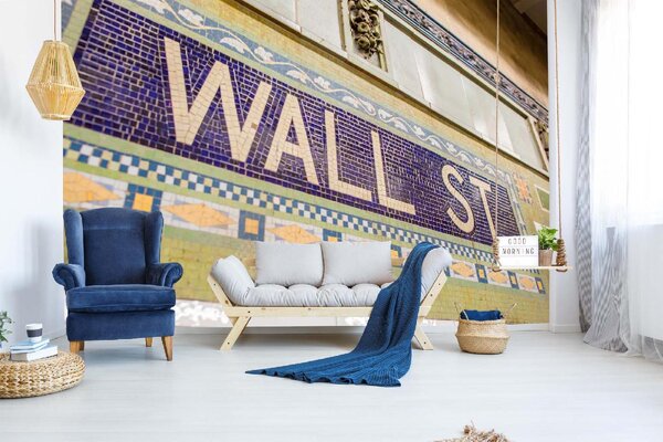 DIMEX | Vliesové fototapety na stenu Nádražie Wall Street MS-5-2809 | 375 x 250 cm | zelená, modrá, biela