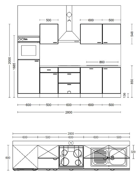 KUCHYNSKÝ BLOK 280 cm FlexWell - Online Only kuchyne, Online Only