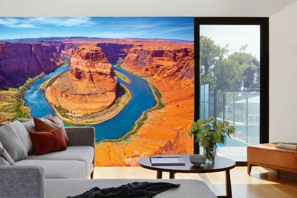 DIMEX | Vliesové fototapety na stenu Rieka Colorado v kaňone MS-5-3033 | 375 x 250 cm | zelená, modrá, oranžová, hnedá