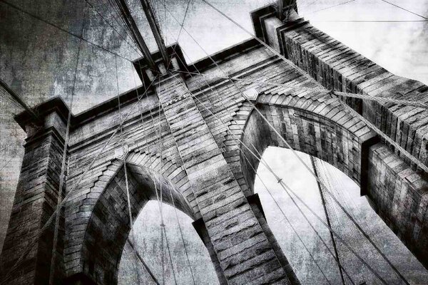 DIMEX | Vliesové fototapety na stenu Monochromatický Brooklynský most MS-5-3001 | 375 x 250 cm | biela, čierna