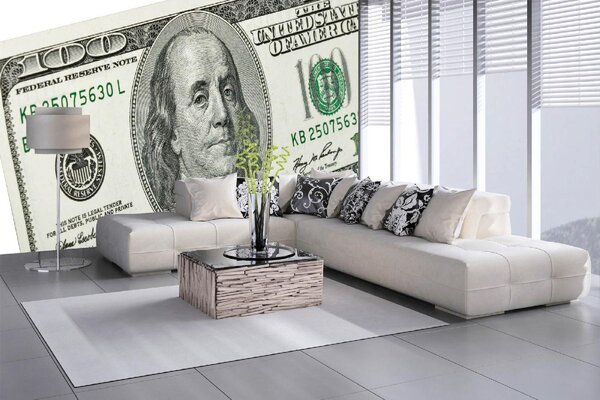 DIMEX | Vliesové fototapety na stenu Benjamin Franklin na bankovke MS-5-2937 | 375 x 250 cm | zelená, biela, šedá