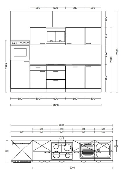 KUCHYNSKÝ BLOK BEZ SPOTREBIČO 280 cm - Online Only kuchyne, Online Only