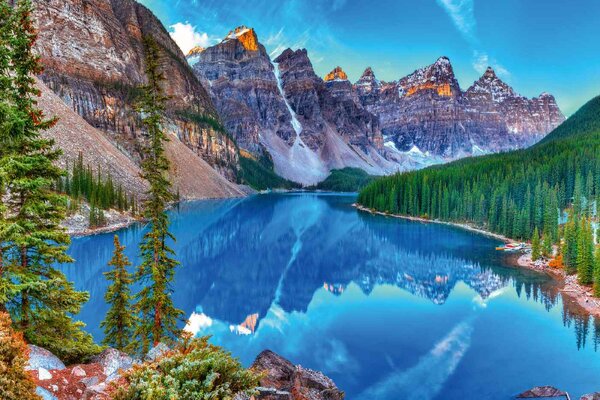 Samolepiaca vliesová fototapeta Moraine Lake 375 x 250 cm