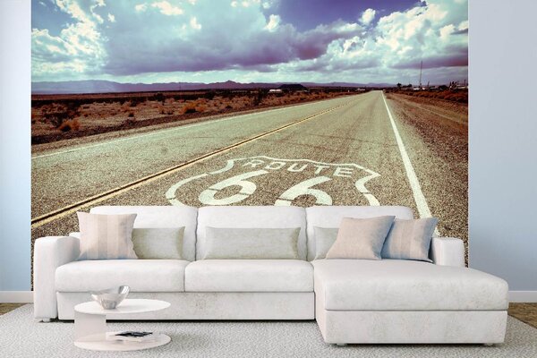 DIMEX | Vliesové fototapety na stenu Slávna Route 66 MS-5-2857 | 375 x 250 cm | modrá, biela, šedá