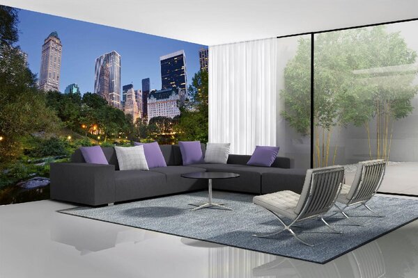 DIMEX | Vliesové fototapety na stenu Panoráma Central parku MS-5-2969 | 375 x 250 cm | zelená, modrá, čierna, šedá