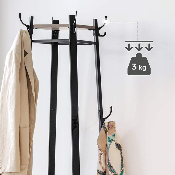 SONGMICS Vešiak do predsiene 43x43x180cm čiernosivý