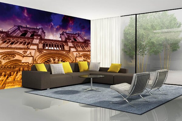 DIMEX | Vliesové fototapety na stenu Notre Dame III. MS-5-1047 | 375 x 250 cm | modrá, fialová, žltá