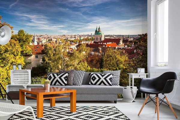 DIMEX | Vliesové fototapety na stenu Jesenná Praha MS-5-1190 | 375 x 250 cm | zelená, vicefarebná, modrá, oranžová