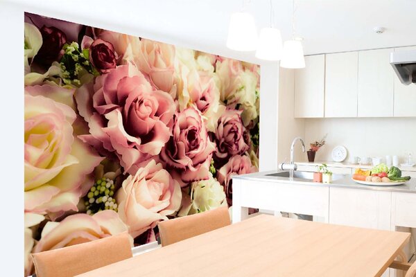 DIMEX | Vliesové fototapety na stenu Staroružové kvety MS-5-1286 | 375 x 250 cm | biela, krémová, ružová