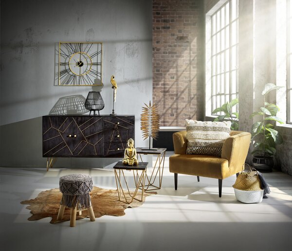 NÁSTENNÉ HODINY čierna, zlatá 71/71 cm Ambia Home - Hodiny
