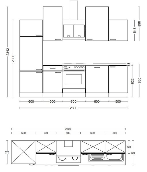 KUCHYNSKÁ LINKA NEPAL 280 280 cm FlexWell - Online Only kuchyne, Online Only