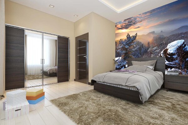 DIMEX | Vliesové fototapety na stenu Horský výhľad MS-5-1687 | 375 x 250 cm | biela, hnedá, šedá