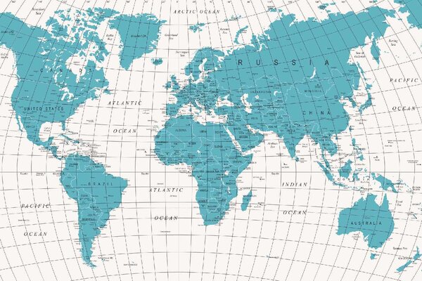 DIMEX | Vliesové fototapety na stenu Politická mapa sveta MS-5-1543 | 375 x 250 cm | modrá, biela